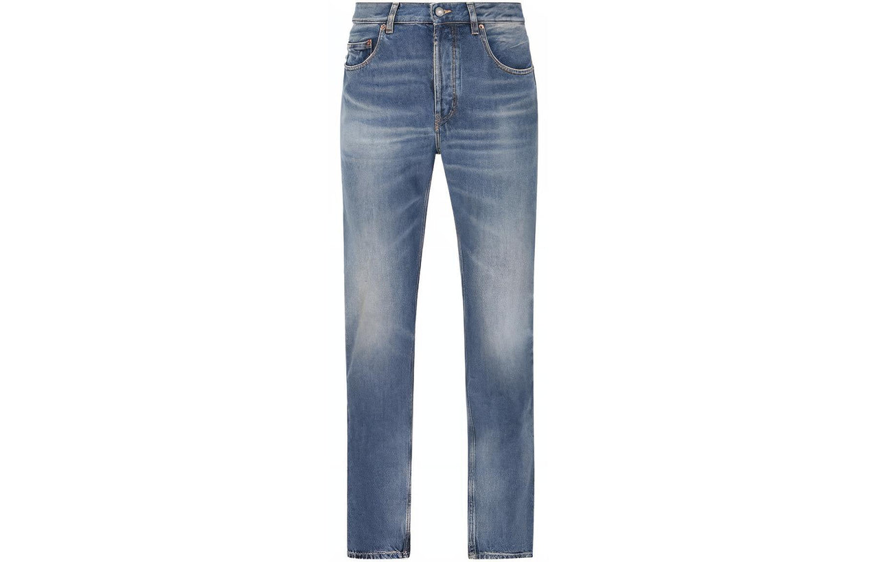 SAINT LAURENT Logo Patch Straight Leg Jeans