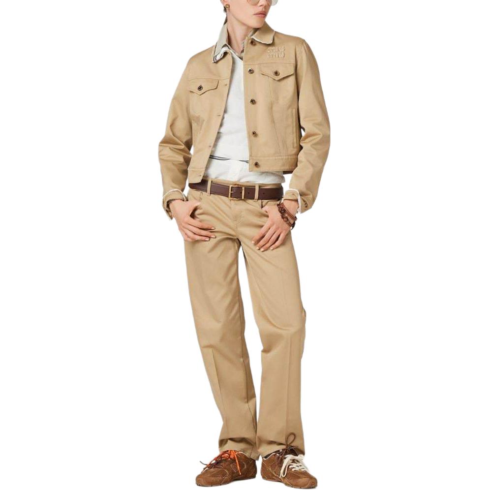 MIU MIU Logo embroidered Chino Cropped Jacket