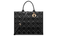 DIOR BookTote Cow Leather Tote Bag Shopping Bag Handbag Large Size Women's Black