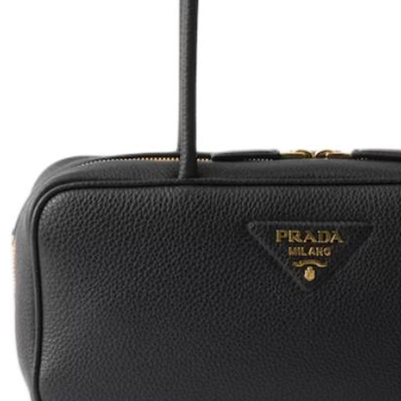 PRADA Calfskin Shoulder Bag Medium Size Women's Black