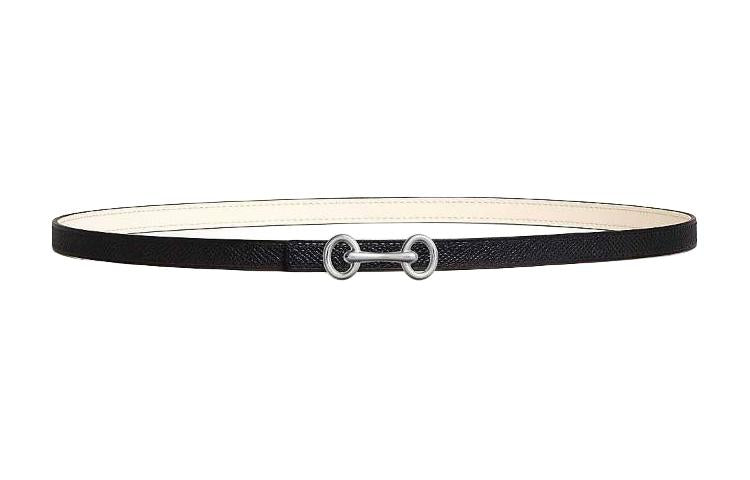 HERMES Two-Tone Design Leather Belts Women's Black -