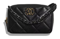 CHANEL 19Bag Sheepskin Camera Bag Shoulder Bag Crossbody Bag Women's Black