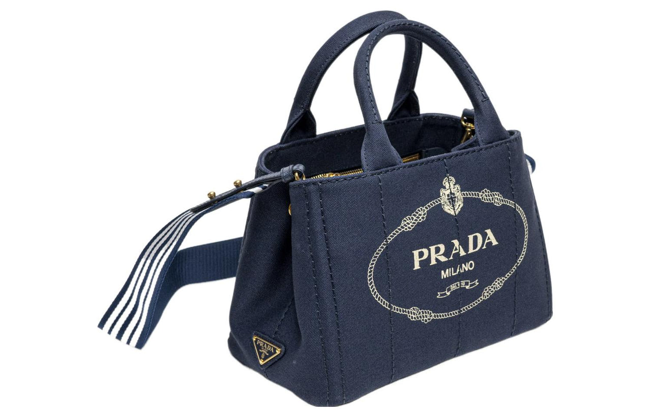 PRADA Canvas Canvas Bag Shoulder Bag Crossbody Bag Handbag Women's Blue