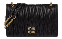 MIU MIU Matelassé Soft Sheep Leather Crossbody Bags Shoulder Bags Women's Black