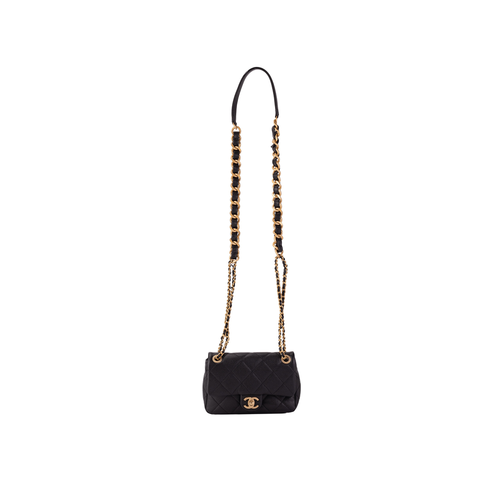 CHANEL Calfskin Shoulder Bag Crossbody Bag Mini Unisex Black