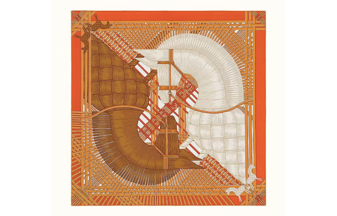 HERMES Silk Scarves Women's Orange