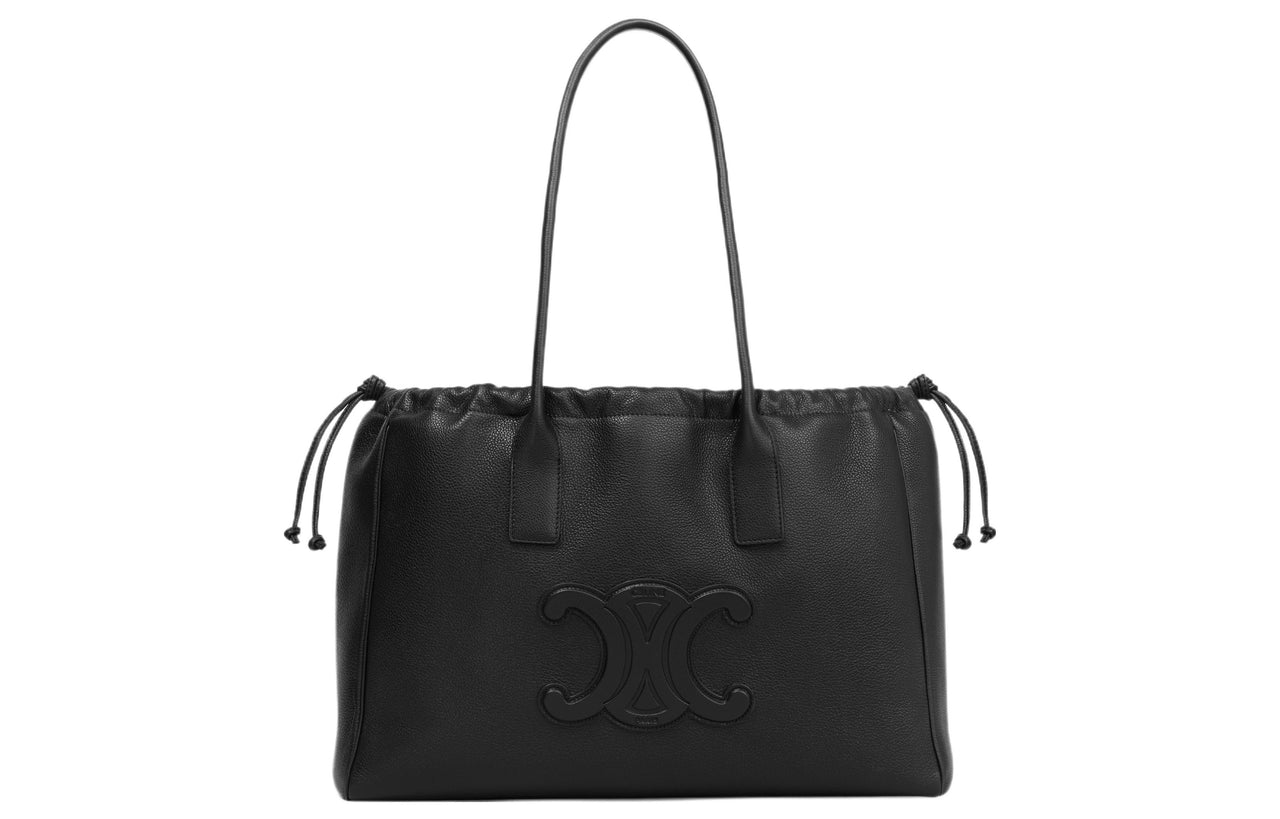 CELINE Cabas Grained Calfskin Tote Bag Shopping Bag Handbag Regular Women's Black