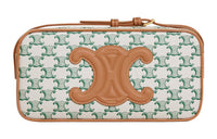 CELINE Cuir Triomphe Triumph Canvas With Calfskin Camera Bag Shoulder Bag Crossbody Bag Women's Green/White