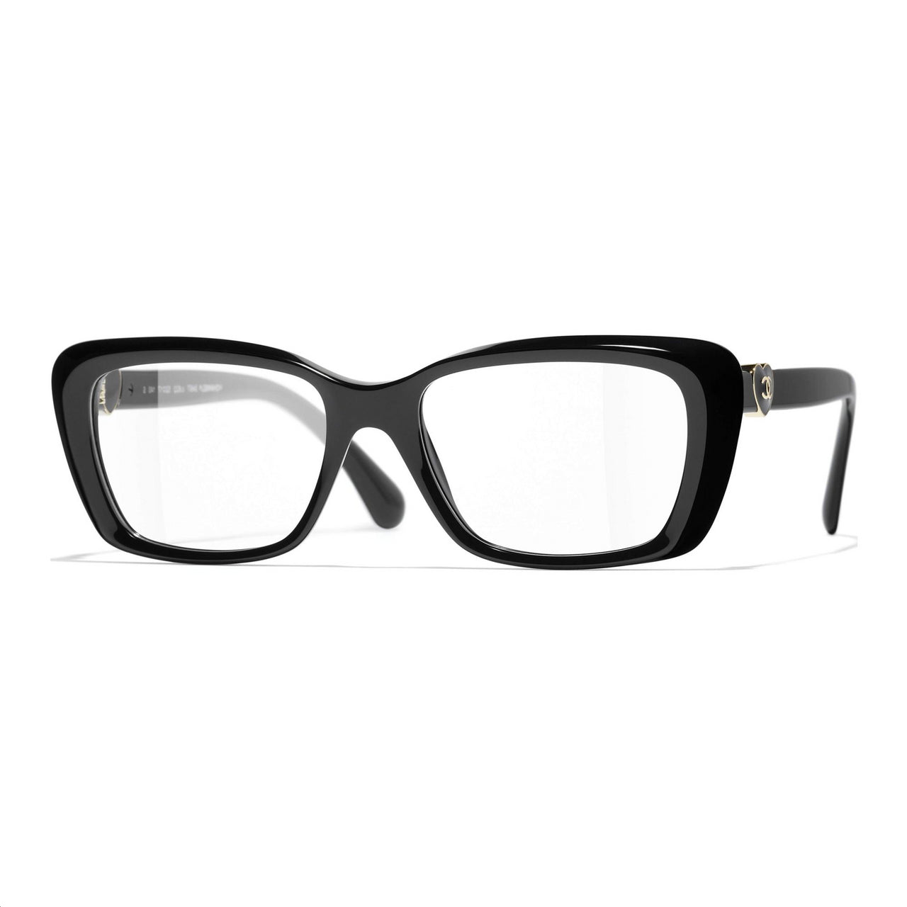 CHANEL Acetate Irregular Shape Eyeglass Frames Unisex Black