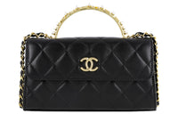 CHANEL Lambskin Handbag Shoulder Bag Crossbody Bag Regular Women's Black
