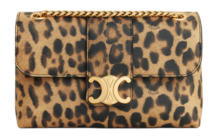 CELINE Artificial Leather Portable Crossbody Bag Shoulder Bag Women's Leopard Print