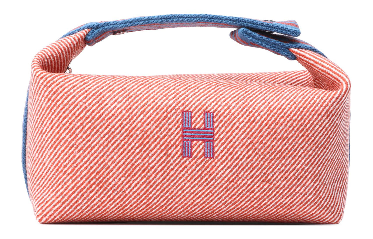 HERMES Bride a Brac Wool Twill Handbag Toiletry Bag Small Size Women's Orange