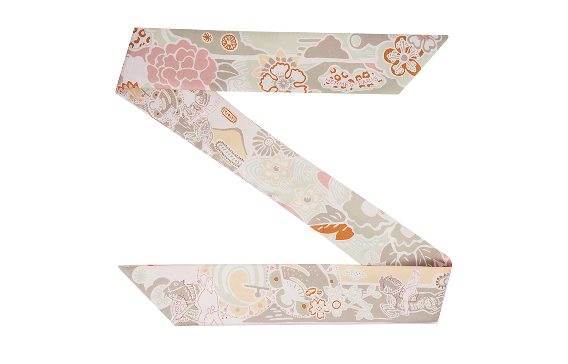 HERMES Small Silk Scarves Women's Light Rose