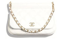 CHANEL 22K Autumn And Winter Calfskin Handbag Clutch Shoulder Bag Women's White
