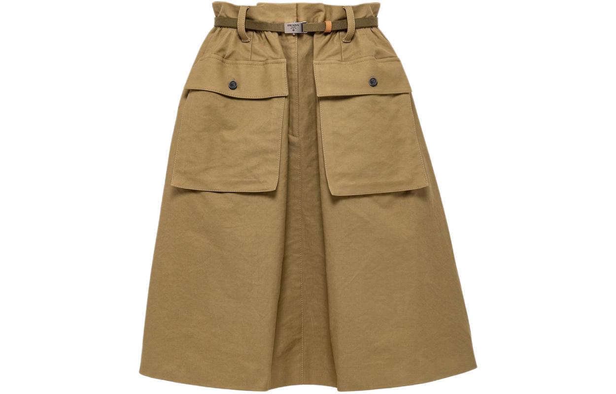 PRADA Casual Long Skirts Women's Olive Green