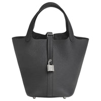 HERMES Picotin Lock Clemence Bullock Leather Bucket Bags Handbags Regular Women's 85 Ardoise Slate Gray
