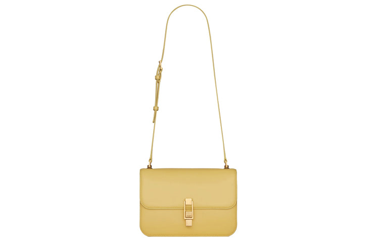SAINT LAURENT Le Carre Box Leather Shoulder Bag, Crossbody Bag Women's Light Yellow