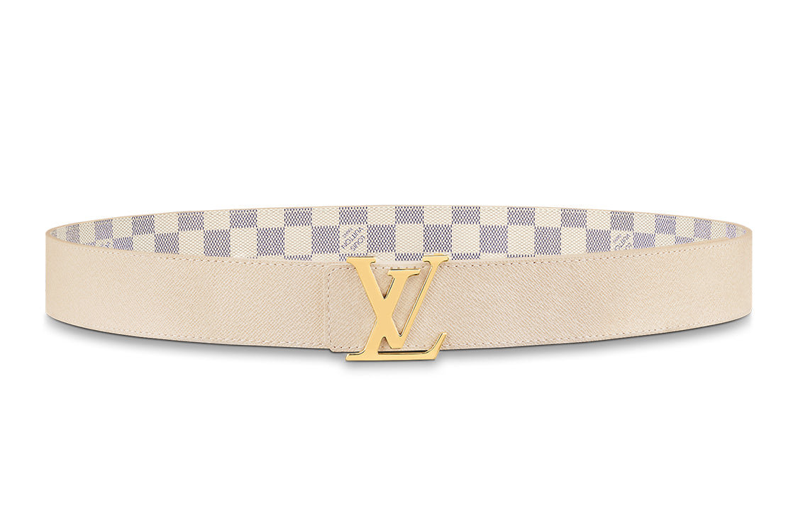 LOUIS VUITTON Initials Damier Azur Leather Belts Women's
