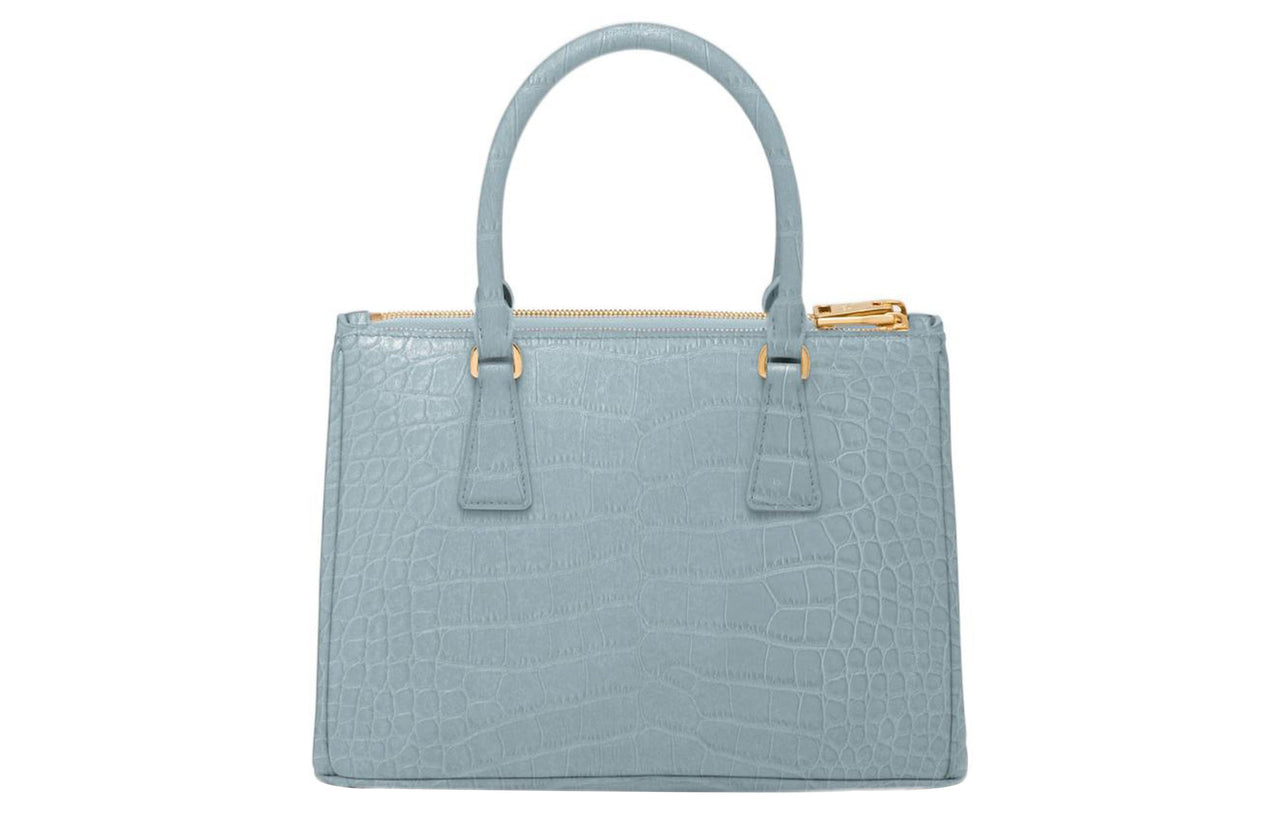 PRADA Galleria Killer Bag Crocodile Leather Shoulder Bag Crossbody Bag Handbag Medium Size Women's Light Blue