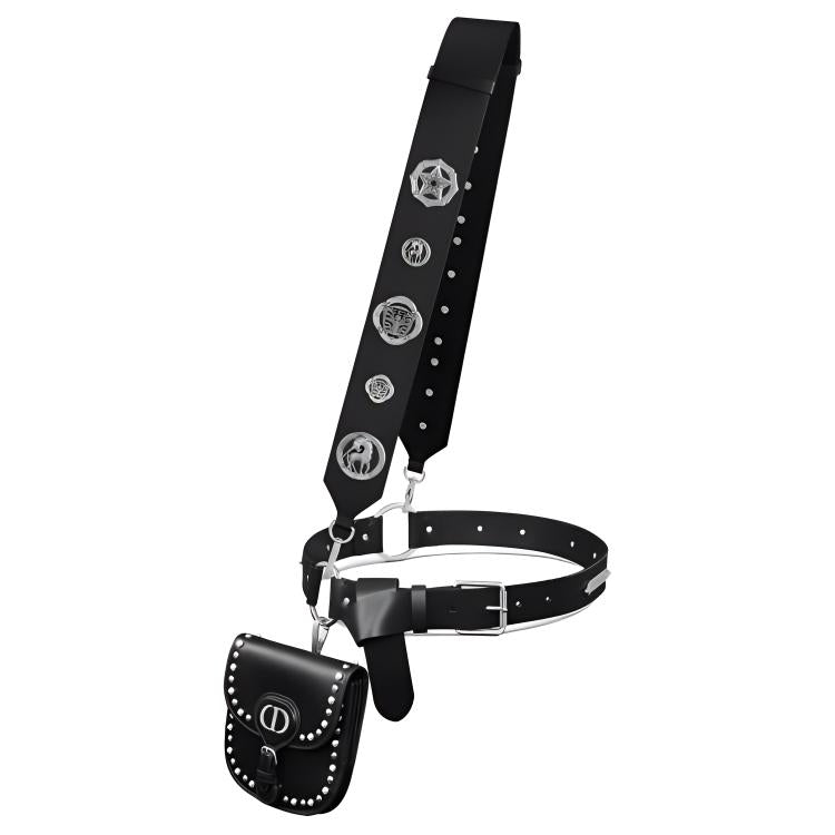 DIOR Cow Leather Leather Belts Women's Black -
