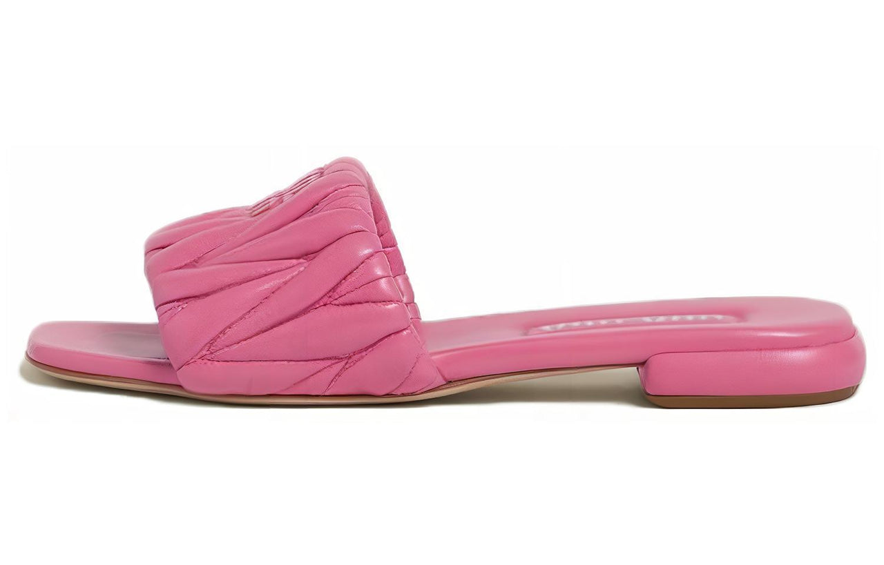 MIU MIU Matelassé Abrasion-Resistant Slide Slippers Women's Pink
