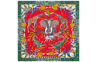 HERMES Silk Scarves Women's Red/Green/Multicolor