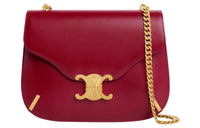 CELINE Triomphe Arc De Triomphe Satin Calfskin Shoulder Bag Handbags Shoulder Bags Women's Burgundy Red