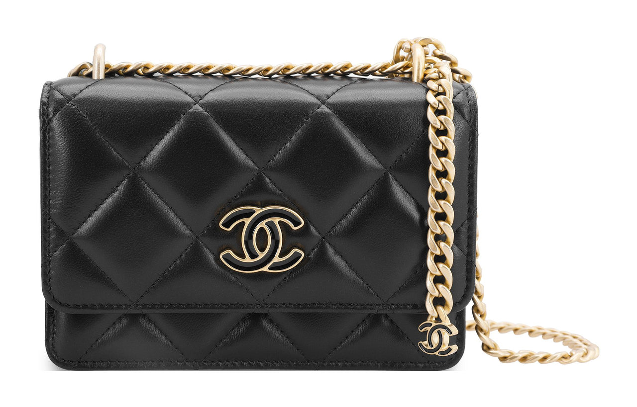 CHANEL WOC Metal Lambskin One Shoulder Crossbody Clutches Regular Women's Black