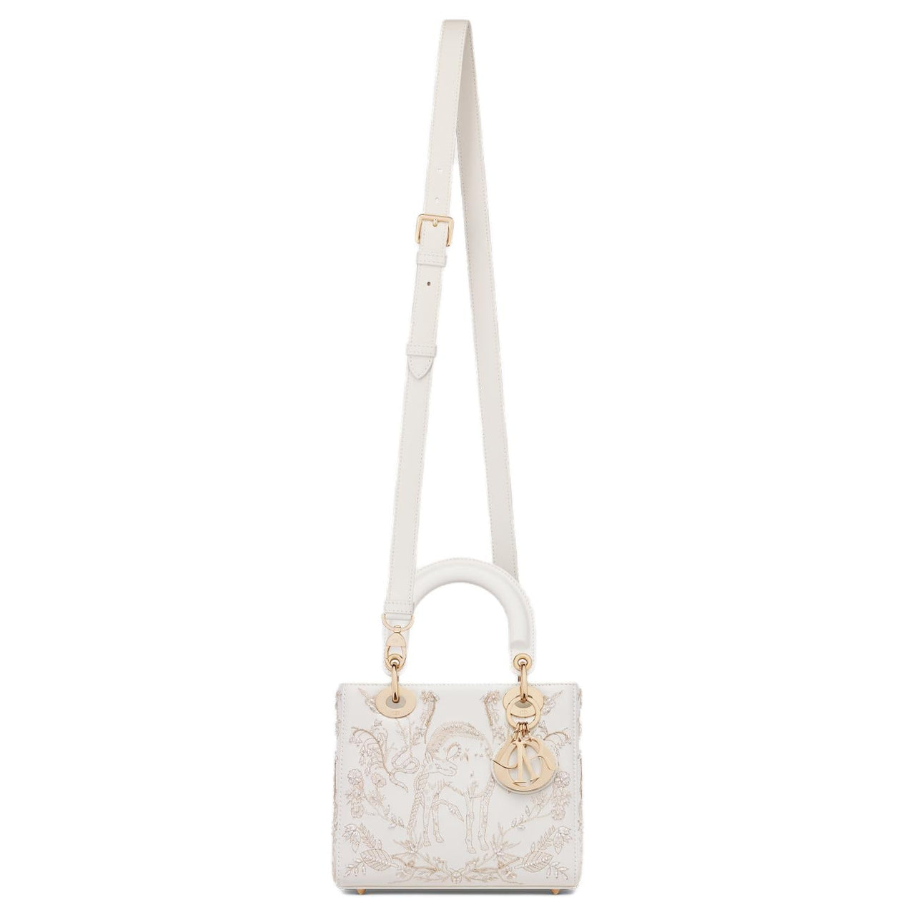 DIOR Lady Dior Lambskin Shoulder Bag, Crossbody Bag, Handbag Small Size Women's White