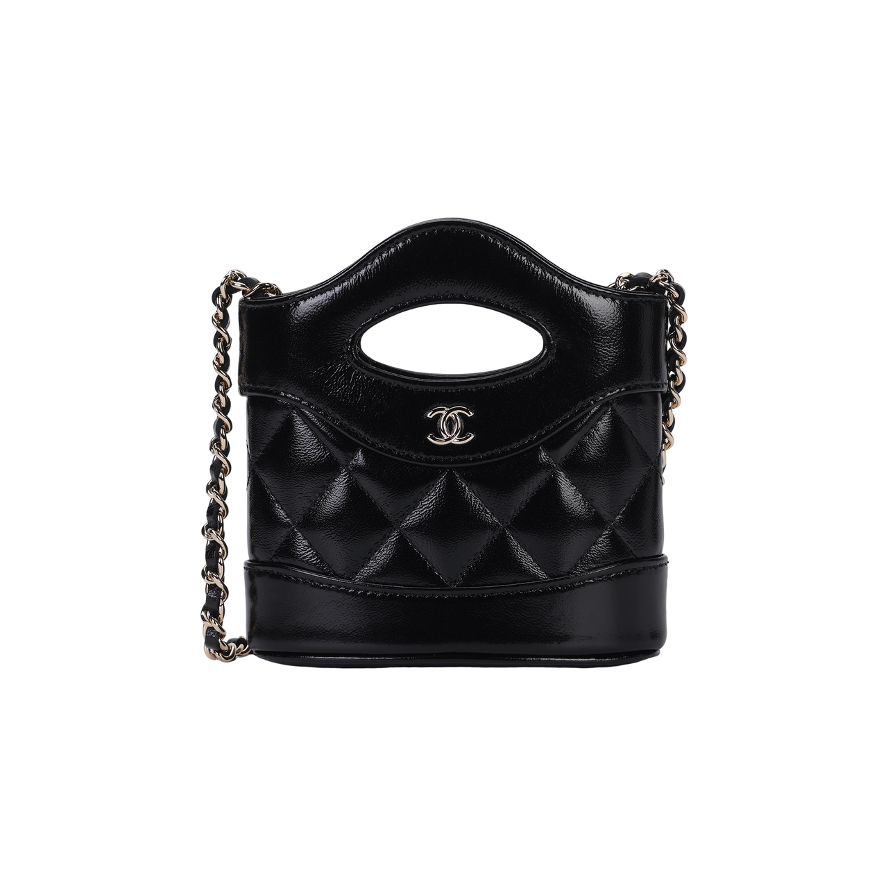 CHANEL Sheepskin French Fries Bucket Bag Shoulder Bag Crossbody Bag Handbag Mini Women's Black