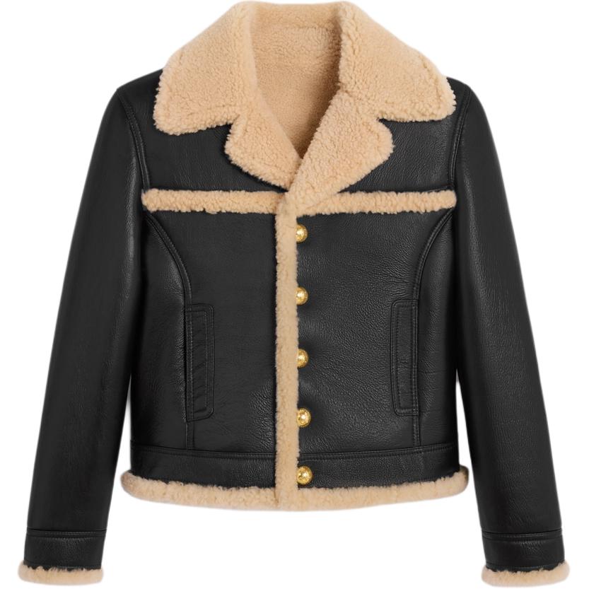 CELINE Straight-cut Blouson Jacket In Curly Lambskin