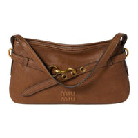 MIU MIU Aventure Sheepskin Shoulder Bag Women's Oak