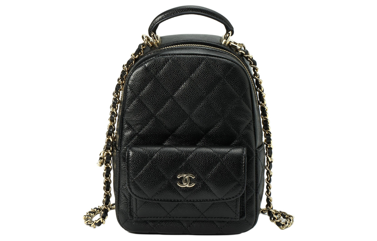 CHANEL Grained Cow Leather Backpack Mini Women's Black