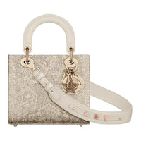 DIOR Lady Dior Around The World Print Calfskin Shoulder Bag Crossbody Bag Handbag Small Size Women's Gold