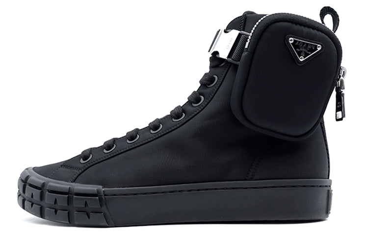 PRADA Skateboard Shoes Men High-Top Black