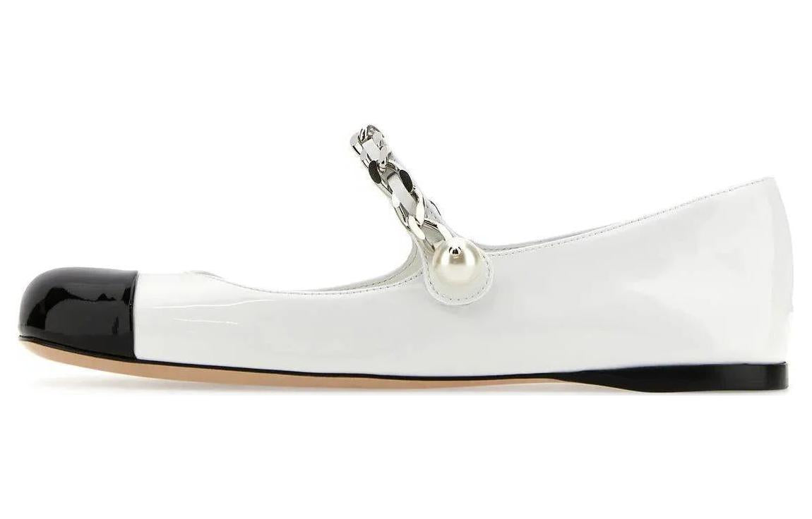 MIU MIU Chunky Heel Mary Jane Shoes Women's Black White