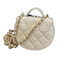 CHANEL Shiny Calfskin Handbag Shoulder Bag Crossbody Bag Women's White