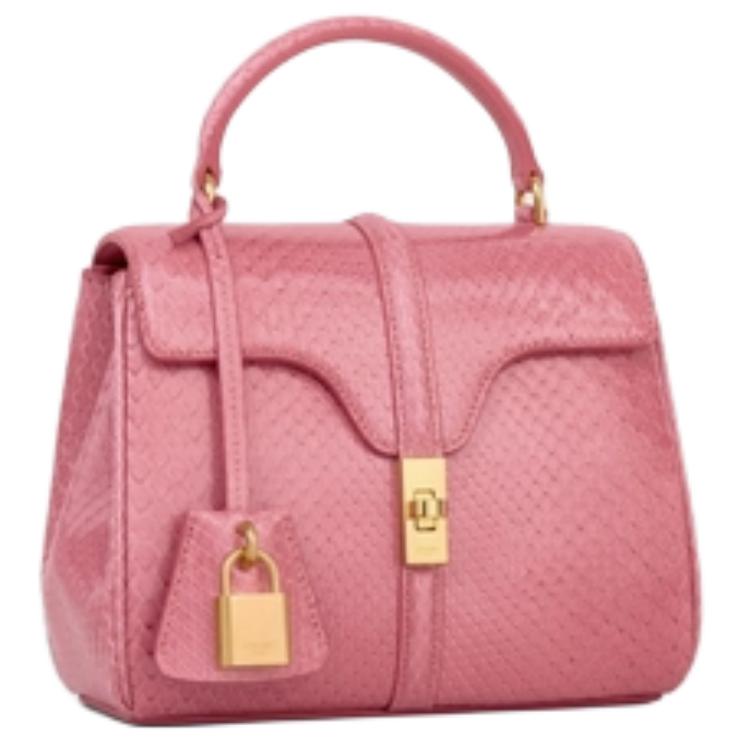 CELINE Snake Leather Shoulder Bag Crossbody Bag Handbag Women's Pink