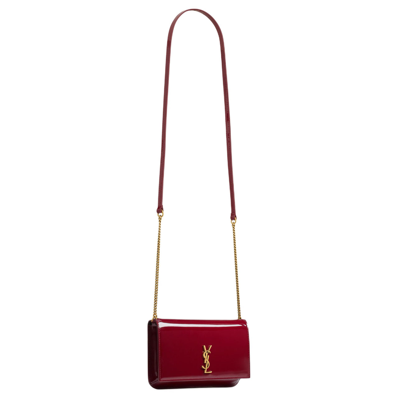 SAINT LAURENT Calfskin Shoulder Bag Crossbody Bag Women's Red
