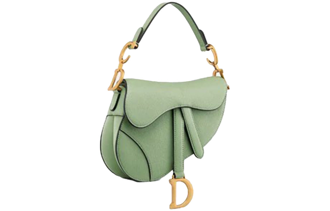 DIOR Saddle Sheepskin Saddle Bag Handbag Mini Women's Green
