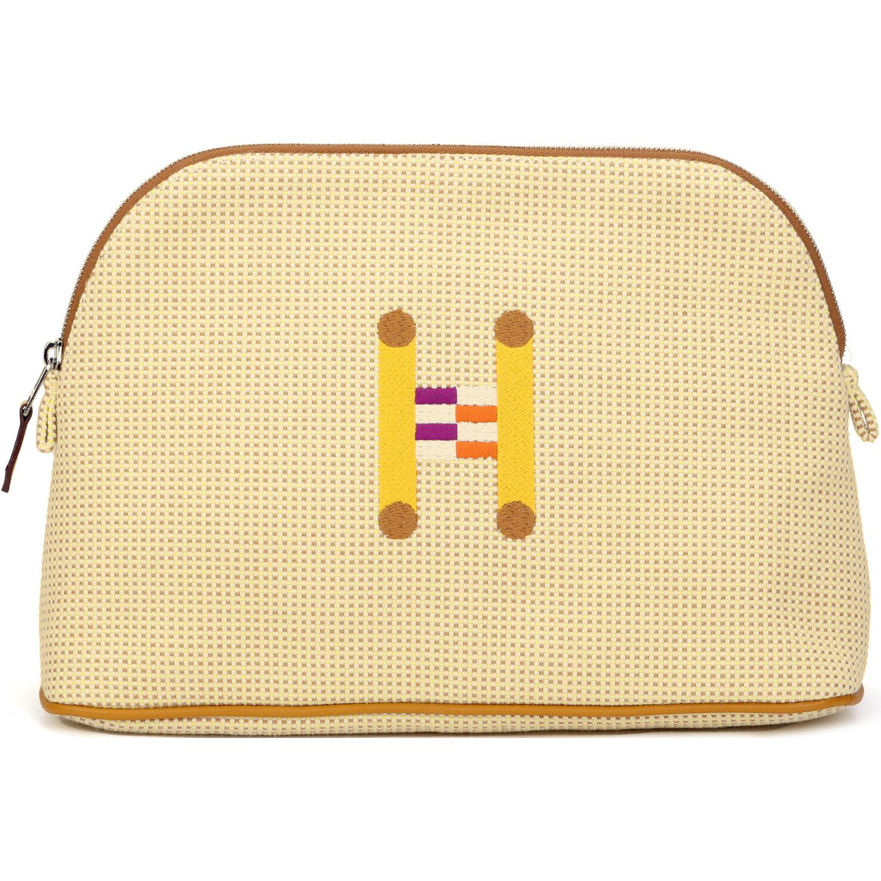 HERMES Bolide Canvas Bowling Bag Storage Bag Women's Lemon Ochre Stone Color