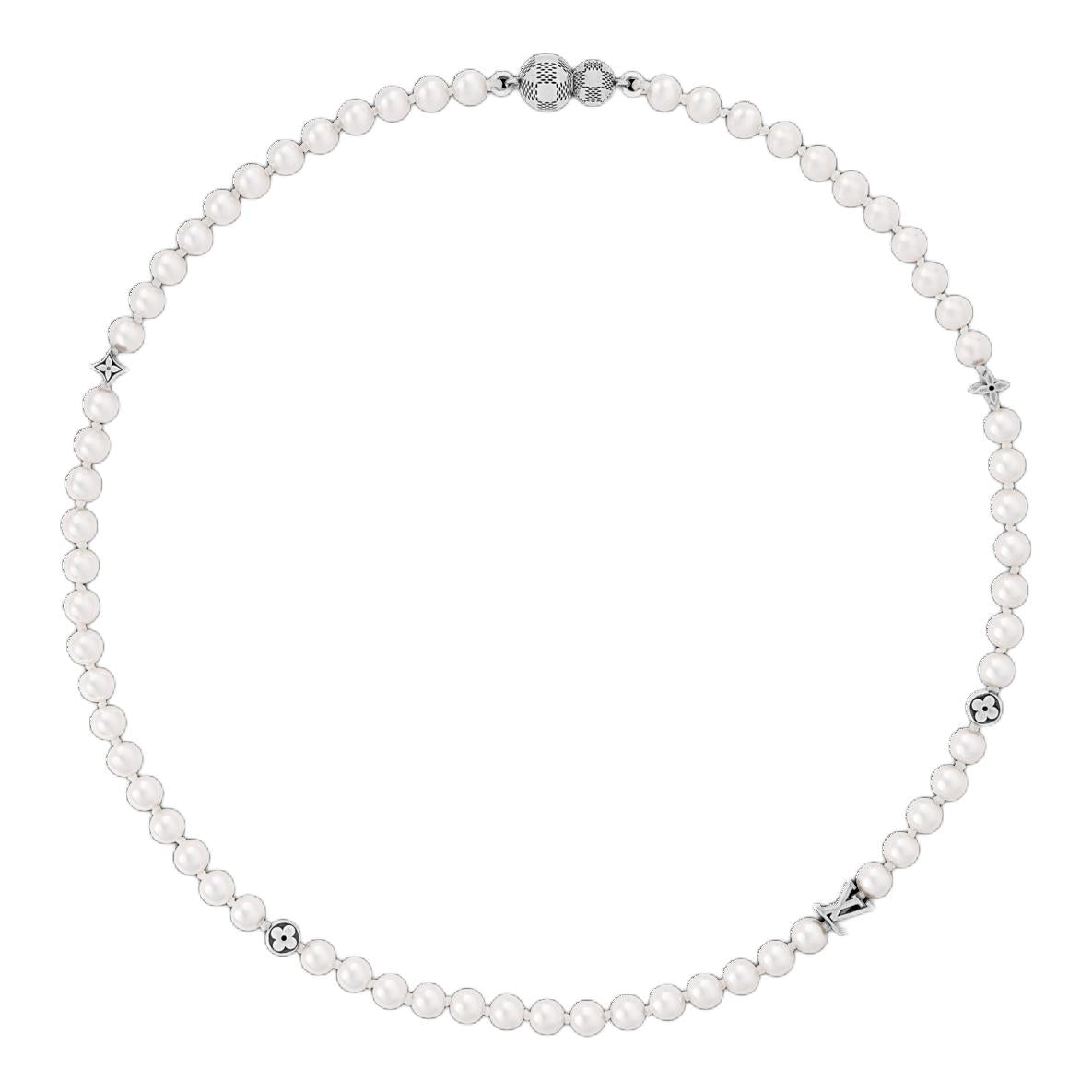 LOUIS VUITTON Monogram Slim Pearls Necklace
