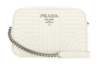 PRADA Diagramme Calfskin Crossbody Bags Shoulder Bags Unisex Ivory White