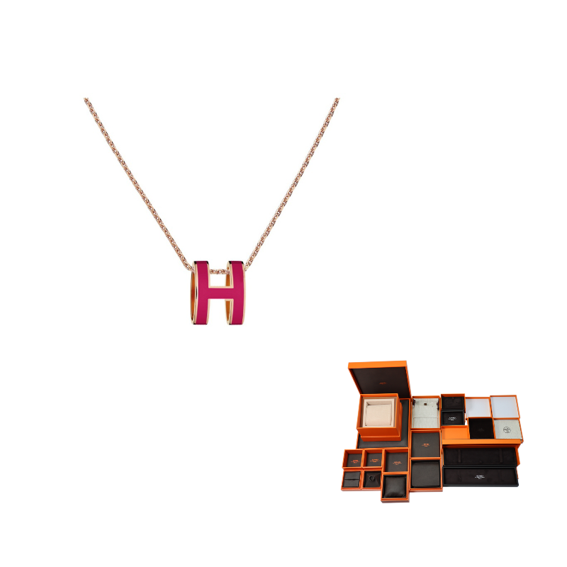 HERMES POP H Collection Gold-Plated Necklaces Women's Rose Gold Chain