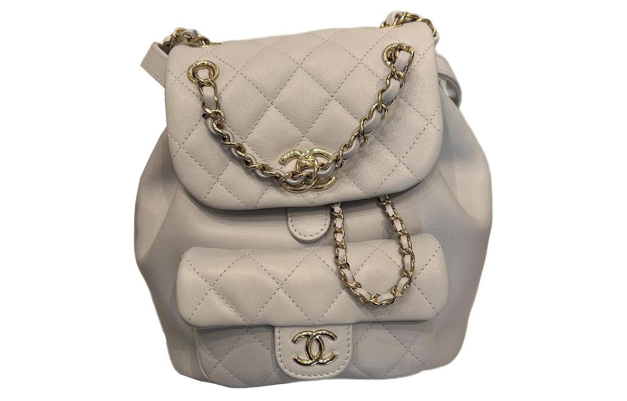CHANEL Duma Calfskin Backpack Small Size Women's Cream Blue