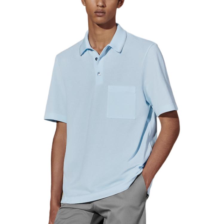 HERMES Polo Shirt Men's Sky Blue