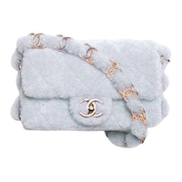 CHANEL Plush Crossbody Bag Shoulder Bag Small Size Women's Light Blue