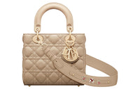 DIOR Lady DiorMy ABCDior Sheepskin Daisie Bag Shoulder Bag Crossbody Bag Handbag Small Size Women's Sand