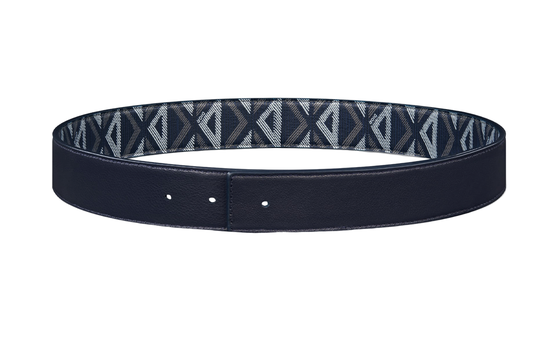 DIOR CD Pattern Smooth Buckle Leather Belts Men's Blue Width: 4CM