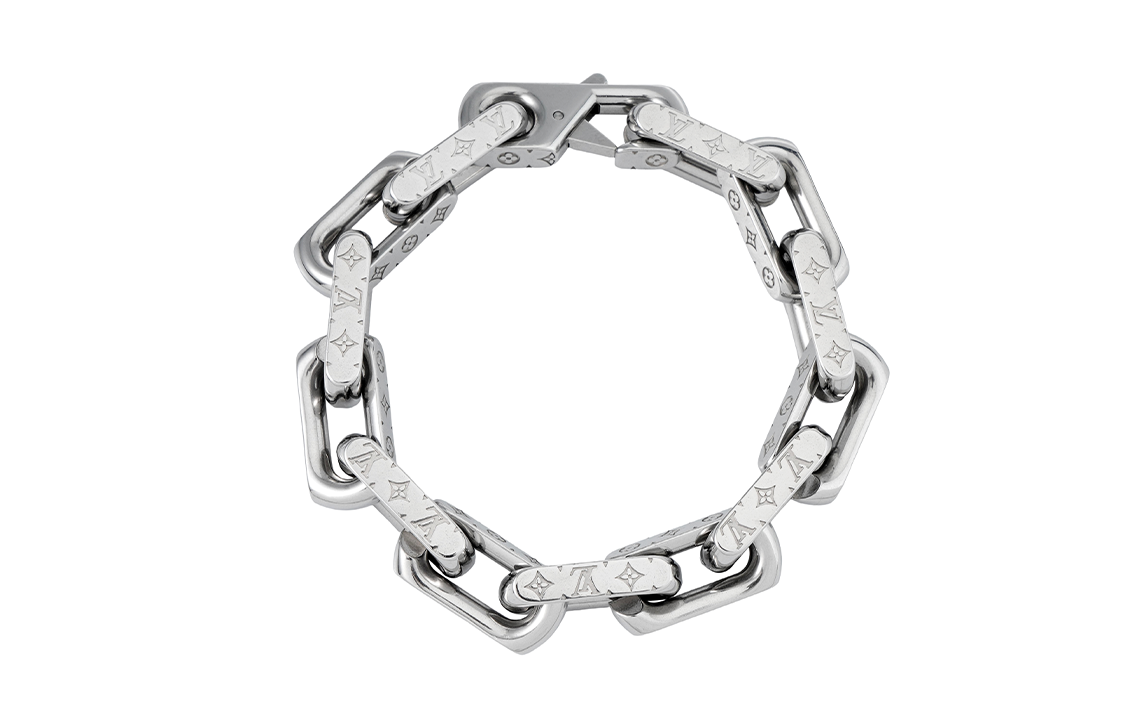 LOUIS VUITTON Chain Bracelet Engraved Monogram